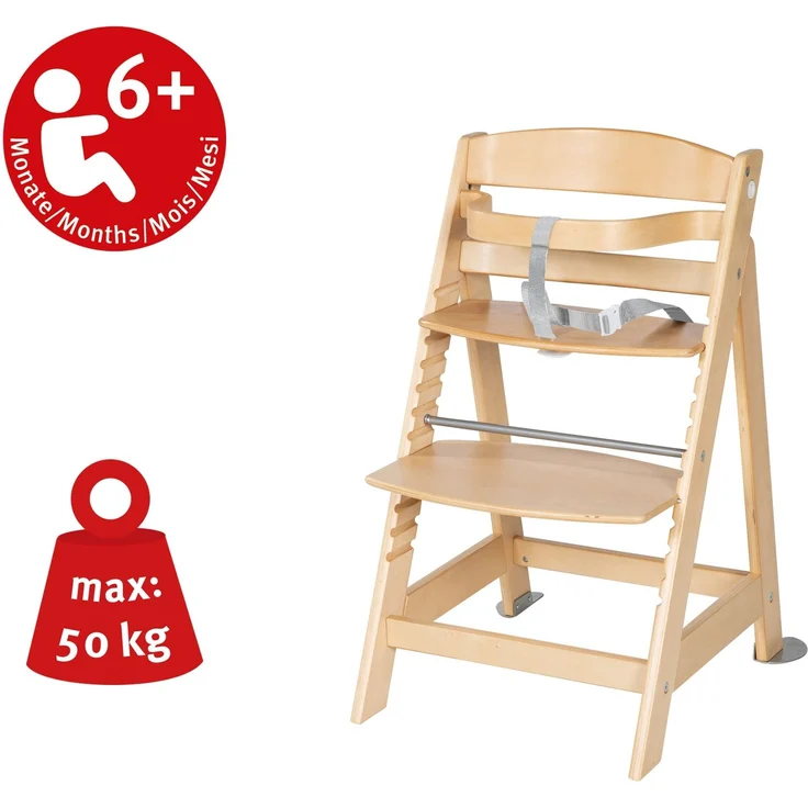 roba Treppenhochstuhl 'Born Up' - Set 2 in 1 - 'Sternenzauber' - mit Liegefunktion - ab Geburt - Natur – Bild 7