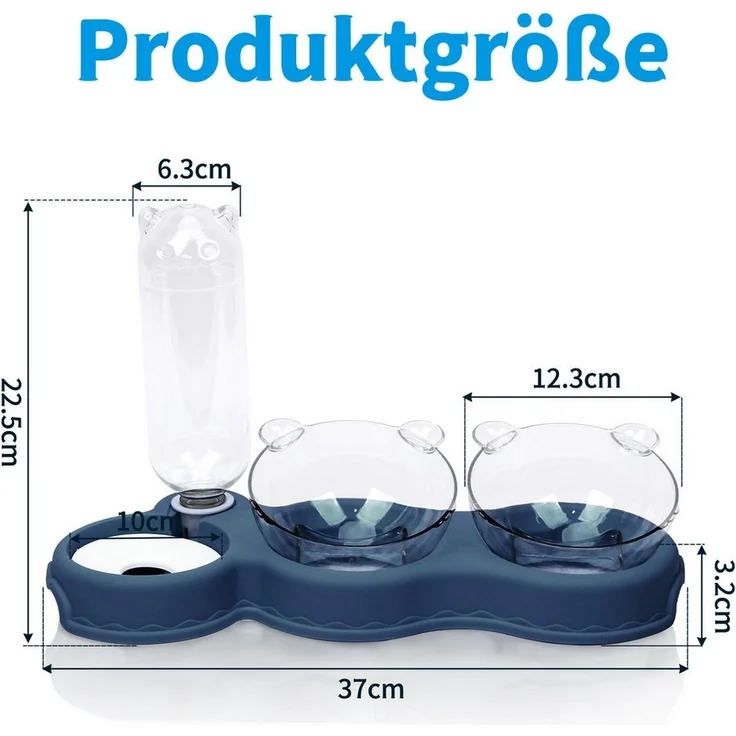 OSTWOLKE Futternapf Katzennapf 15° Kippbare Fressnapf 3 in 1 Katzen Napfset Futterstation, Kunststoff, für Katzen und Kleine Hunde – Bild 3