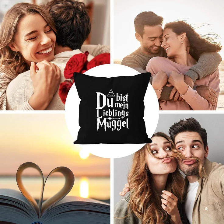 MoonWorks Dekokissen Kissen-Bezug Du bist mein Lieblings-Muggel Valentinstag Geschenk Liebe Spruch Kissen-Hülle Deko-Kissen Baumwolle MoonWorks® – Bild 6