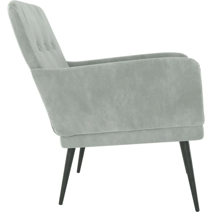 Sessel wohnzimmer, Relaxsessel Hellgrau 62x79x79 cm Samt – Bild 4