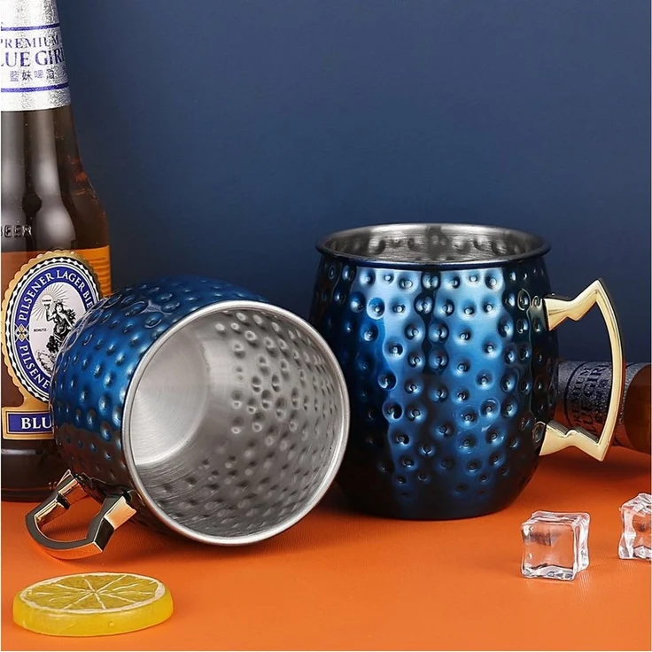 500 ml Handgemachter Becher Kupferbeschichtet Blau – Bild 3