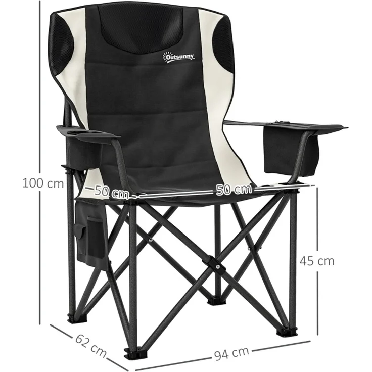 2er-Set Campingstuhl 94 x 62 x 100 cm – klappbar, gepolstert, mit Getränkehalter und Kühltasche – Bild 4