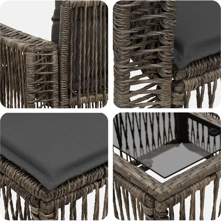 vidaXL Gartensofa-set 7 stk. Grau 55 x 55 x 37 cm Poly-Rattan 3435056 – Bild 7