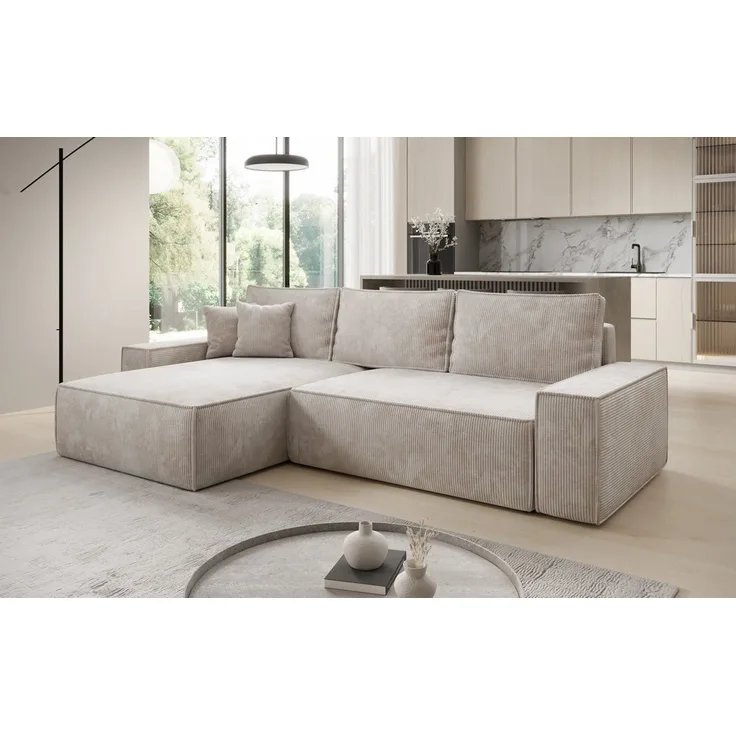 Luxusbetten24 Schlafsofa Designer Sofa Lunaro in Cord, mit Stauraum und Schlaffunktion