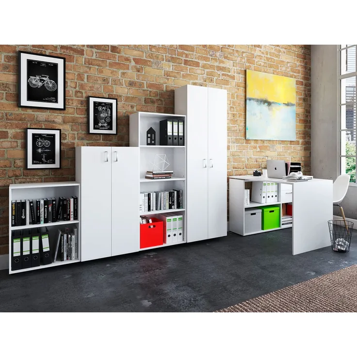 Büro-Set >Trio< in Weiß - 228.1x76x34.5cm (BxHxT)