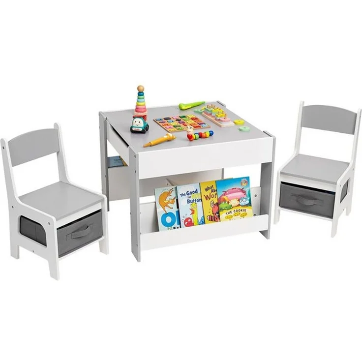 Yorbay Kindersitzgruppe Kindertisch mit Stauraum, Maltisch Kindermöbel mit 2 Stühlen, (3-tlg, Tischplatte abnehmbar), Sitzgruppe für Kinder – Bild 4