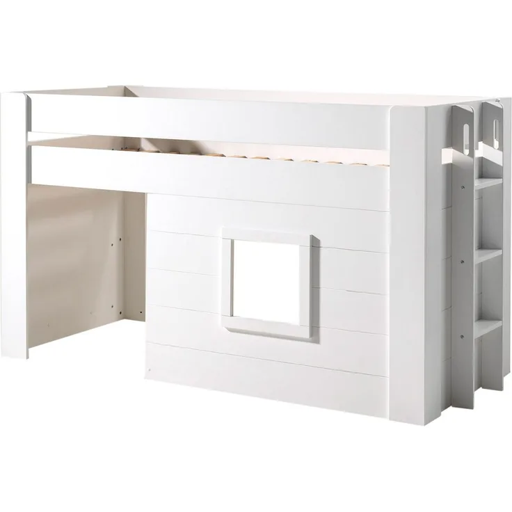 Bett mit Vorhang Karola 215x96x120 Spielbett MDF Weiß