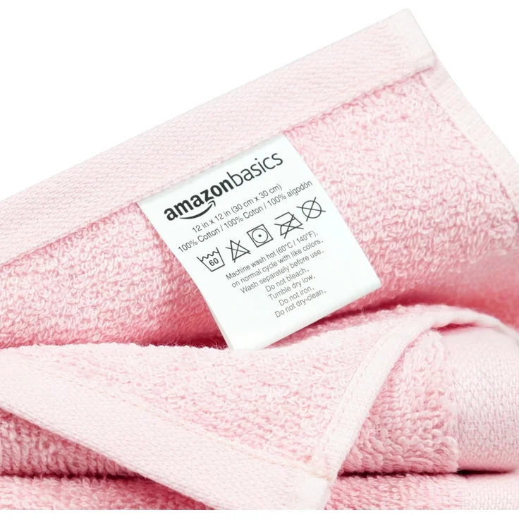 Amazon Basics Waschlappen aus Baumwolle, 24er-Pack, Blütenrosa, 30x30 cm – Bild 3