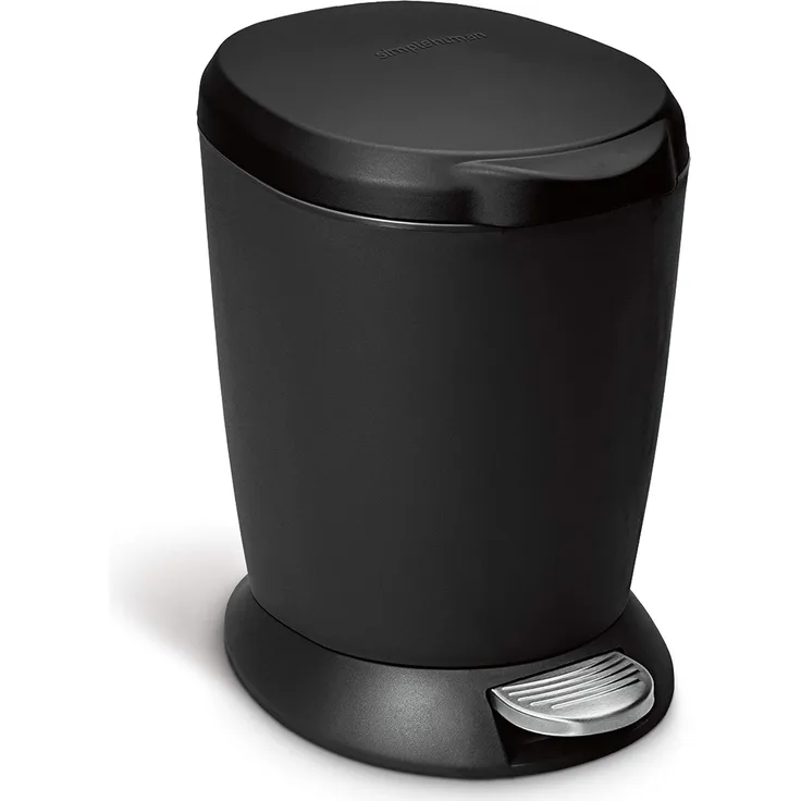 Simplehuman 6L runder Pedal-Mülleimer, schwarzer Kunststoff
