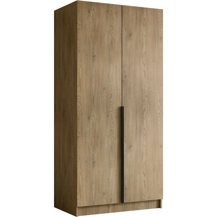 Drehtürenschrank Borton I, Kleiderschrank mit 2 Türen (Farbe: Eiche Cremona / Eiche Cremona + Schwarz) – Bild 1
