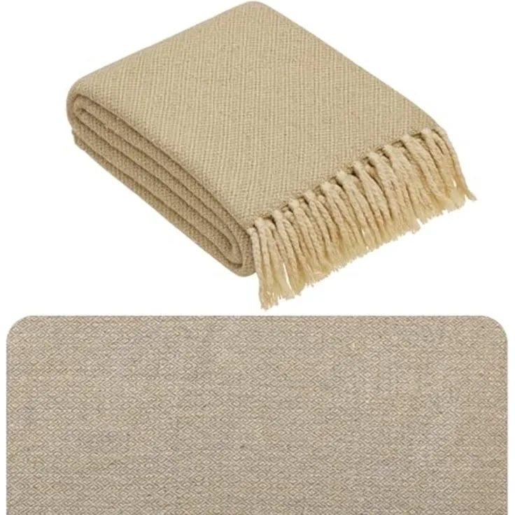 Marrakesch Orient & Mediterran Interior Tagesdecke Calix Tagesdecke Decke Beige 125x150 aus Baumwolle, Boho Modern Deko