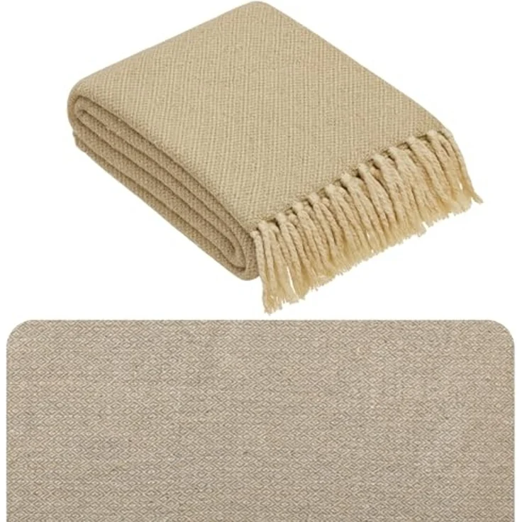 Marrakesch Orient & Mediterran Interior Tagesdecke Calix Tagesdecke Decke Beige 125x150 aus Baumwolle, Boho Modern Deko – Bild 1