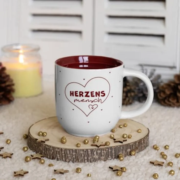 Tasse Kaffeetasse Kaffeebecher 50cl Geschenk Weihnachten Sheepworld HERZEN 51194 – Bild 3