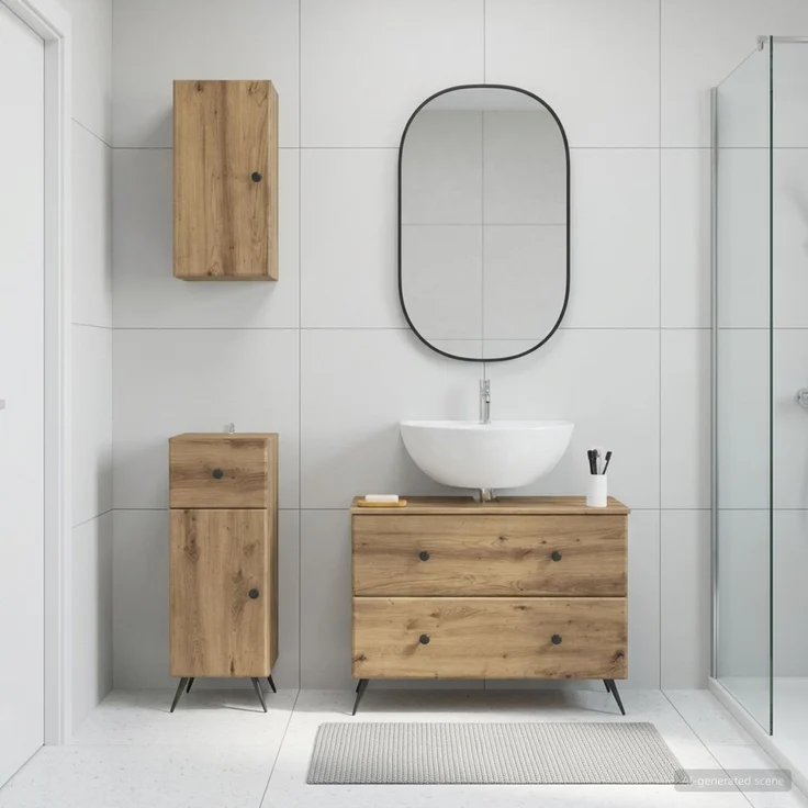 vidaXL 3-teiliges Badezimmer-Schranksystem BREDA Artisan-Eiche 3417809 – Bild 1
