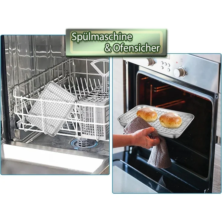 Homikit Edelstahl Backblech Set 2 Stück 23x17x2,5 cm Rechteckig – Bild 7