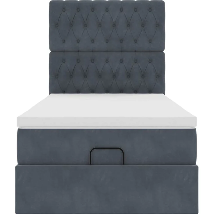 vidaXL Ottoman-Bett mit Matratzen & LEDs Dunkelgrau 90x190 cm Samt 3314361 – Bild 6