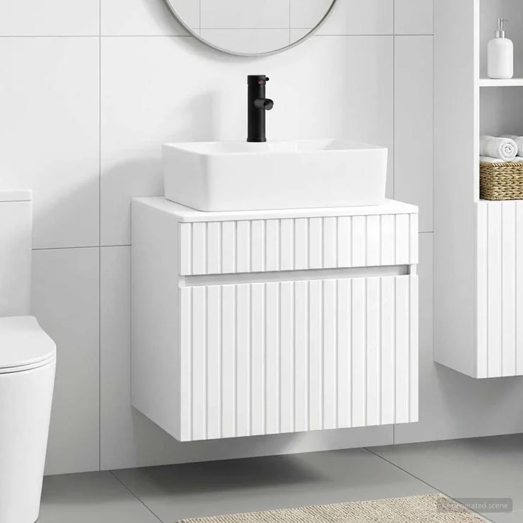vidaXL Waschbeckenschrank Hochglanz Weiß 59 x 44,5 x 50 cm 3404294 – Bild 1