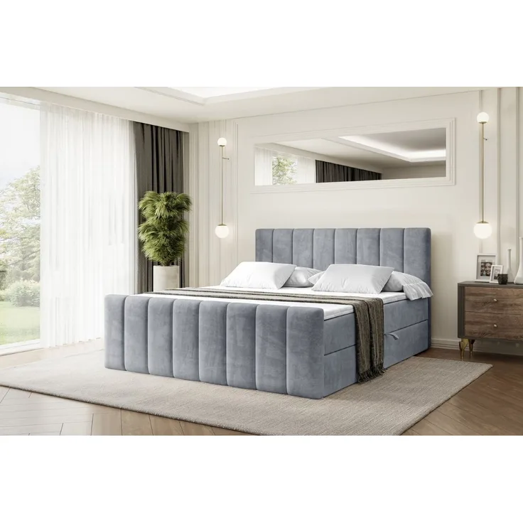 ALTDECOR Boxbett OTTA-Z (Multipocket-Matratze H4, H3 Matratze Bonellfederung, Topper, Kopfteil), Doppelbett mit Fußteil