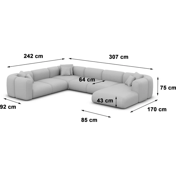 Polster Wohnlandschaft Venturia XXL U-Form - Bouclestoff - Weiß - Rechts – Bild 6
