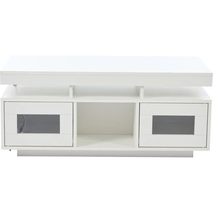 Couchtisch mit Hochglanzoberfläche, LED-Lichtstreifen & Stauraum, 100x50x43 cm, Weiß – Bild 6