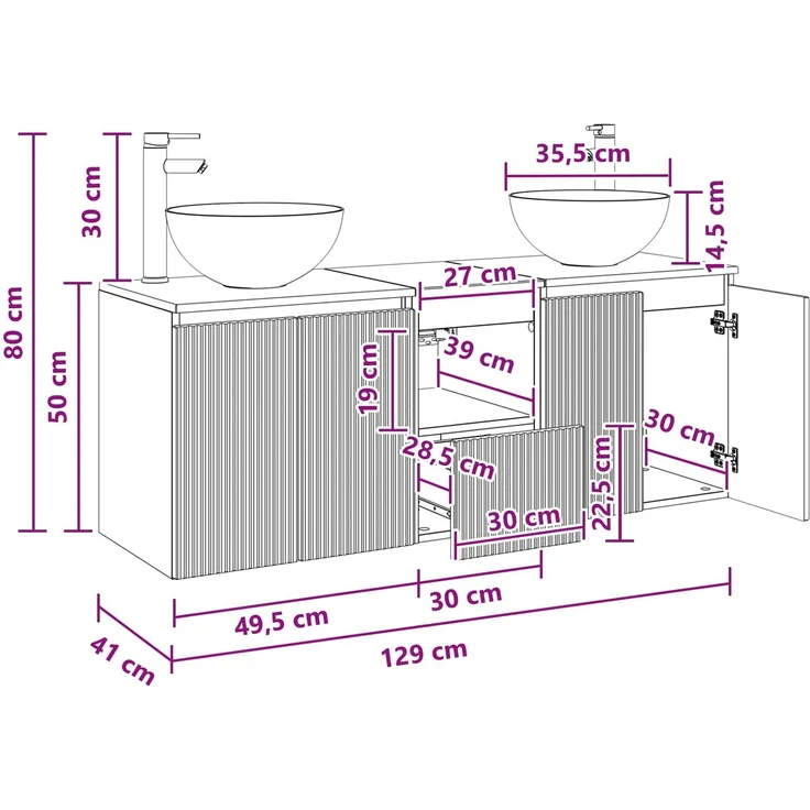 vidaXL Wandhängendes Badezimmerschrank-Set 3 stk. Betongrau 3405630 – Bild 12