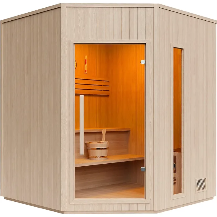 Vente-unique - KOTKA Sauna Holz, Platte Beige - B 150 cm x H 200 cm x L 150 cm – Bild 2