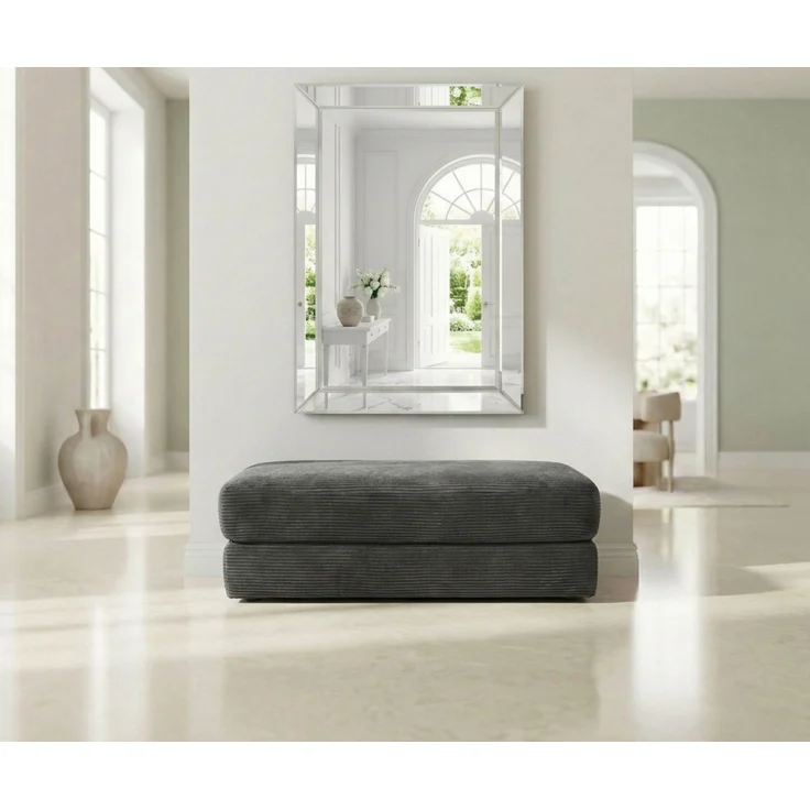 Polsterhocker 124x60 cm Federkern Sitzbank Designerhocker Cord Dunkelgrau – Bild 6