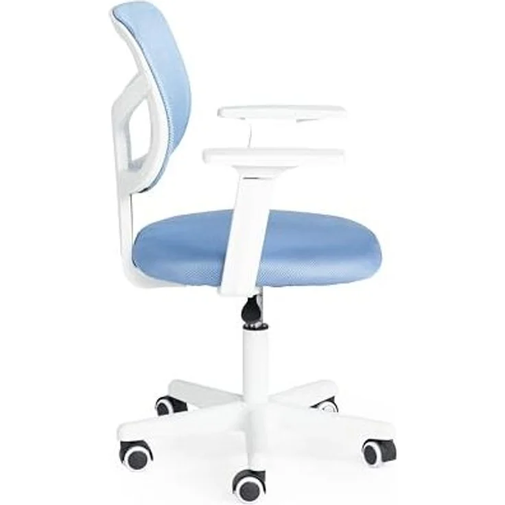 FurnitureR Kinder-Schreibtischstuhl mit Armlehnen, Höhenverstellbar 38.5–50.5cm, Atmungsaktive Netzlehne, 360° Drehbar, 5 Rollen – Ergonomischer Lernstuhl für Kinderzimmer & Schule, Blau – Bild 6