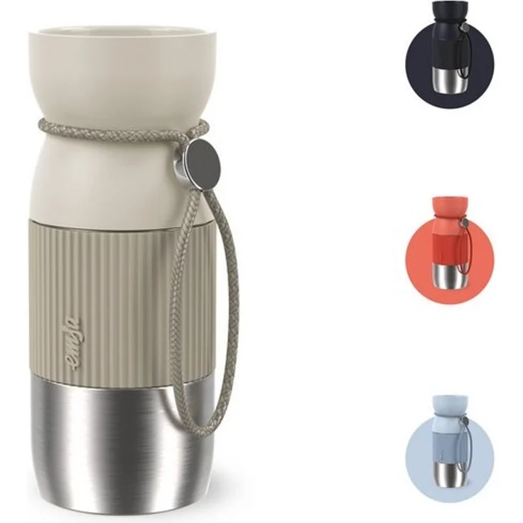 Emsa beYou Cup Mug Isolier-Trinkbecher, 0,36 Liter, aromatischer Trinkgenuss, 100% dicht, spülmaschinengeeignet, für unterwegs, draußen, Büro, mit Trageband, Hellgrau, N2194500 – Bild 4