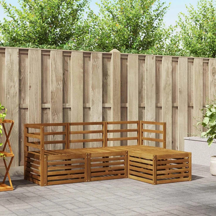 vidaXL Outdoor-Sofagarnitur 4 stk. 4-Sitzer Natur Massivholz Akazie 3374589 – Bild 1