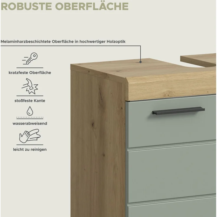 Xonox Scout Waschbeckenunterschrank (B/H/T: 60x56x34 cm) in Salbei und Artisan Eiche Nachbildung – Bild 10
