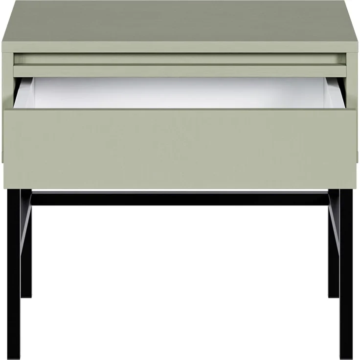 Selsey 'Evo' Nachttisch mit Schublade, salbeigrün mit schwarzem Metallgestell, ca. 44 x 50 x 34 cm – Bild 7
