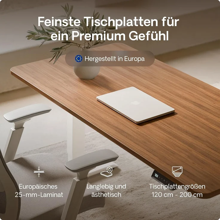 Höhenverstellbarer Schreibtisch - Höhenverstellbar Elektrisch mit Flüsterleisem Dual-Motor & Touchscreen - Hohe Tragfähigkeit - Stehtisch von Desktronic, Weiß + Nussbaum, 180x80 cm – Bild 8