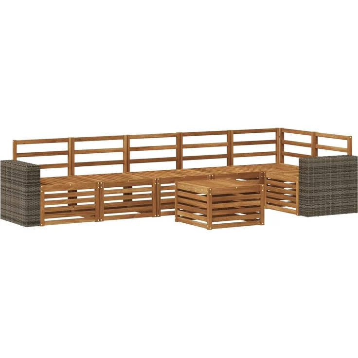 vidaXL Outdoor-Sofagarnitur 7 stk. 6-Sitzer Natur Massivholz Akazie 3384455 – Bild 2
