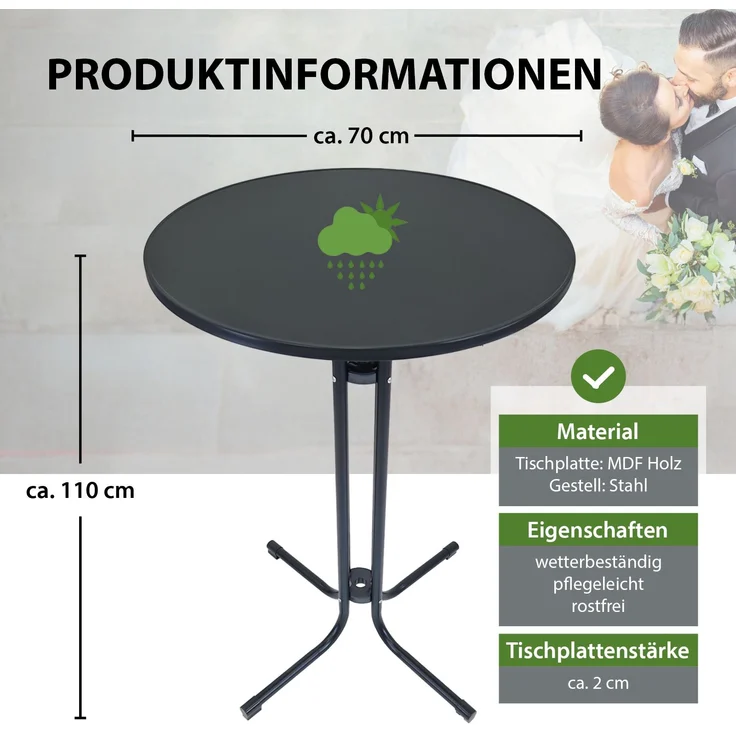 10x Stehtisch klappbar Ø 70 cm Höhe 110 cm Stahl Gastrotisch Partytisch Bistrotisch in Anthrazit – Bild 2