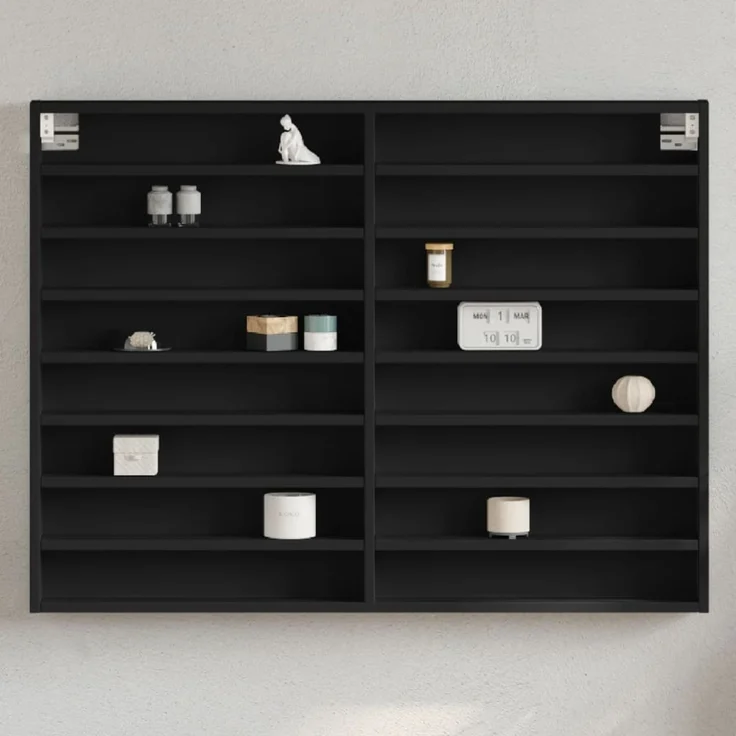 vidaXL Vitrinenschrank Schwarz 100x8,5x75 cm Holzwerkstoff 847934 – Bild 1
