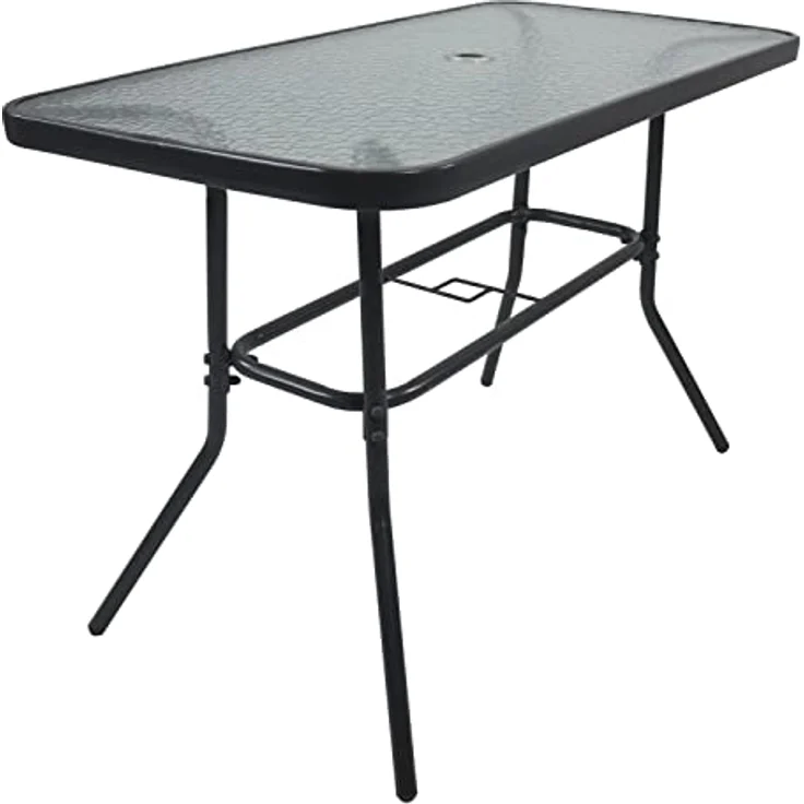 Gardenson Gartentisch, rechteckig, Anthrazit, Metall und Glas, 55x70x110 cm, wetterfest – Bild 2