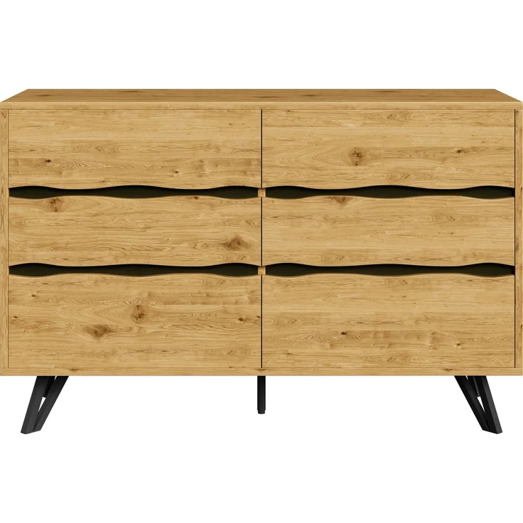 DESVIAE Sideboard mit 6 Schubladen 120x75,5x40 cm aus Spanplatte in Holzfarbe – Bild 8