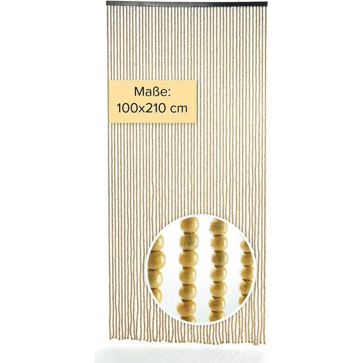Kobolo Türvorhang COFFEE Holzperlen braun 50 Stränge 100x210cm (1 St), Ösen, halbtransparent