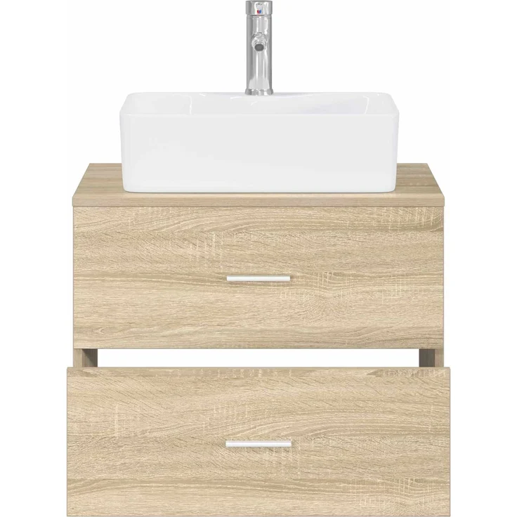 vidaXL Wandmontierter Waschbeckenunterschrank Sonoma-Eiche 3404384 – Bild 3