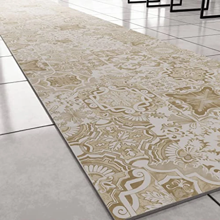 PETTI Artigiani Italiani - Teppich für Küche, rutschfest, waschbar, Läufer für Küche, Teppich, Küchenläufer, 52x440 cm, Design Vietri Taupe, 100% Made in Italy – Bild 4