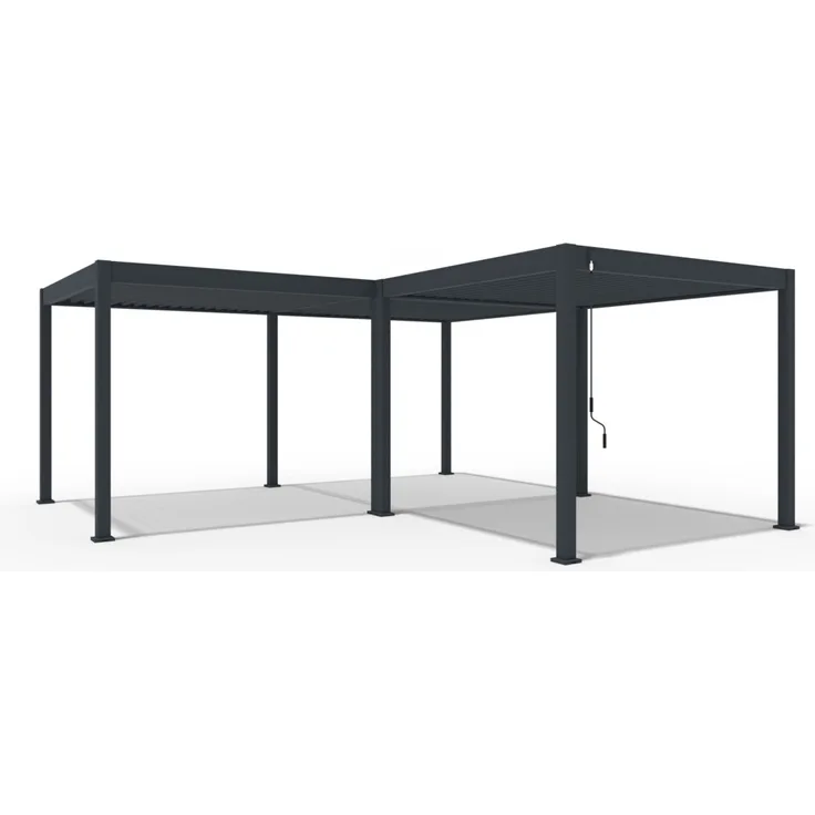 Weide Deluxe & Classic | Pergola Aluminium freistehend | 6 x 6 M | Lamellendach anthrazit + Verbindungskit 3 Meter