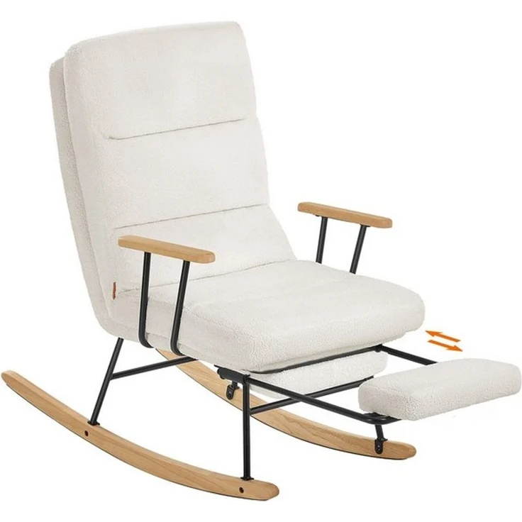 SONGMICS Schaukelsessel, Schaukelstuhl, mit Massivholzfüßen, Schaukelsessel, für Schlafzimmer – Bild 4