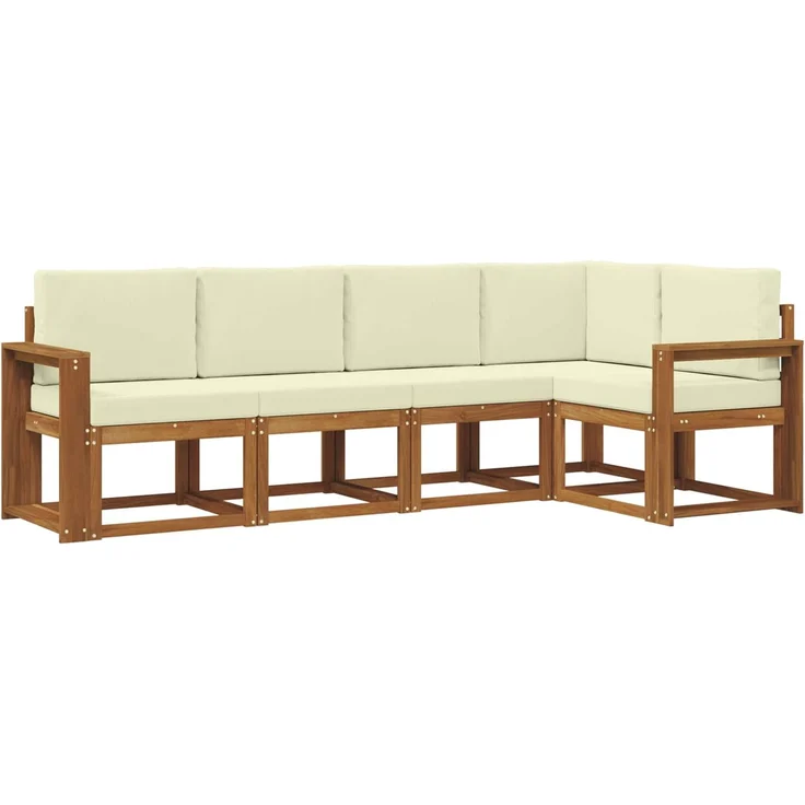 vidaXL Outdoor-Sofagarnitur 5 stk. 5-Sitzer Natur und Creme 3366398 – Bild 2