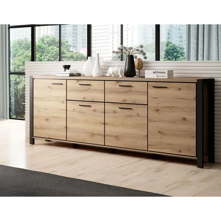 Sideboard Aktiv Kommode 213cm taurus/schwarz matt