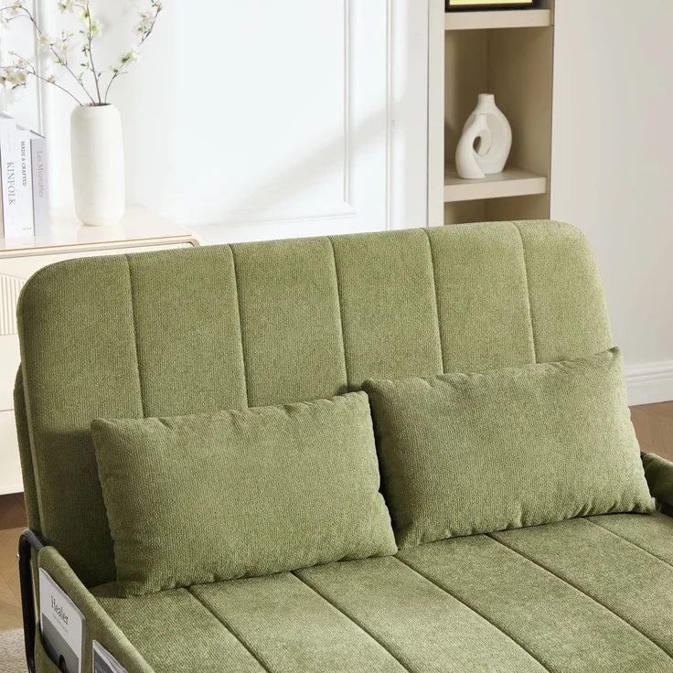 ZUBALIYA Schlafsofa 85x92 cm, mit Stauraum, mit Chenille - Bezug, mit breiten Armlehnen, mit Schaumstoffpolsterung, Schwarz – Bild 13
