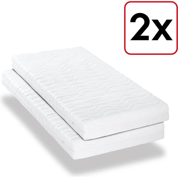 Doppelpack Premium 7-Zonen Matratze 80x200 cm CloudComfort, Höhe 15 cm, Härtegrad H2/H3, Twin-Set