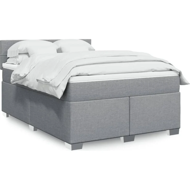 vidaXL Boxspringbett mit Matratze Hellgrau 140x200 cm Stoff 3285911 – Bild 1