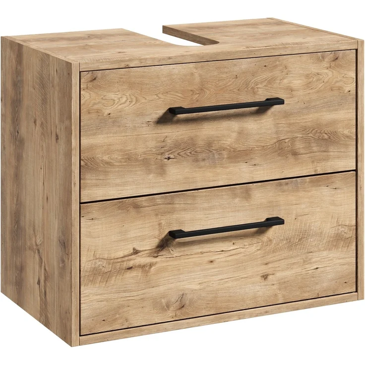 Waschbeckenunterschrank Florence 60 x 35 cm Kastanie Eiche - Hängender Badezimmerschrank mit 2 Schubladen – Bild 1