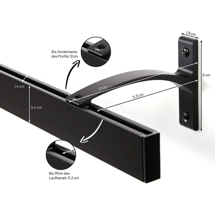 Deco-Raum® Gardinenschiene Innenlauf Curve | Länge: 120cm | Material: Aluminium | Farbe: Schwarz – Bild 2